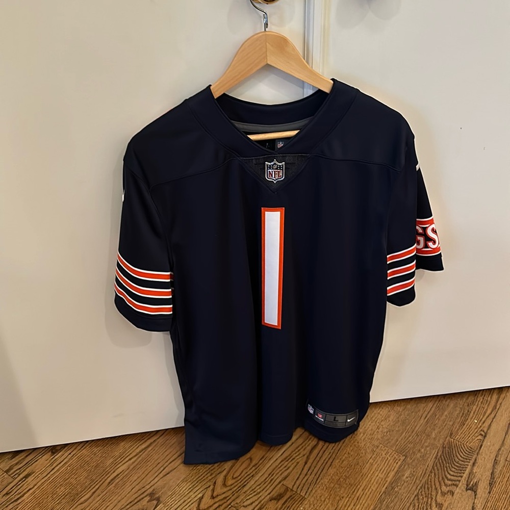 Justin Fields, Chicago Bears, Nike Limited Jersey, Size Large, L, Navy Blue, #1
